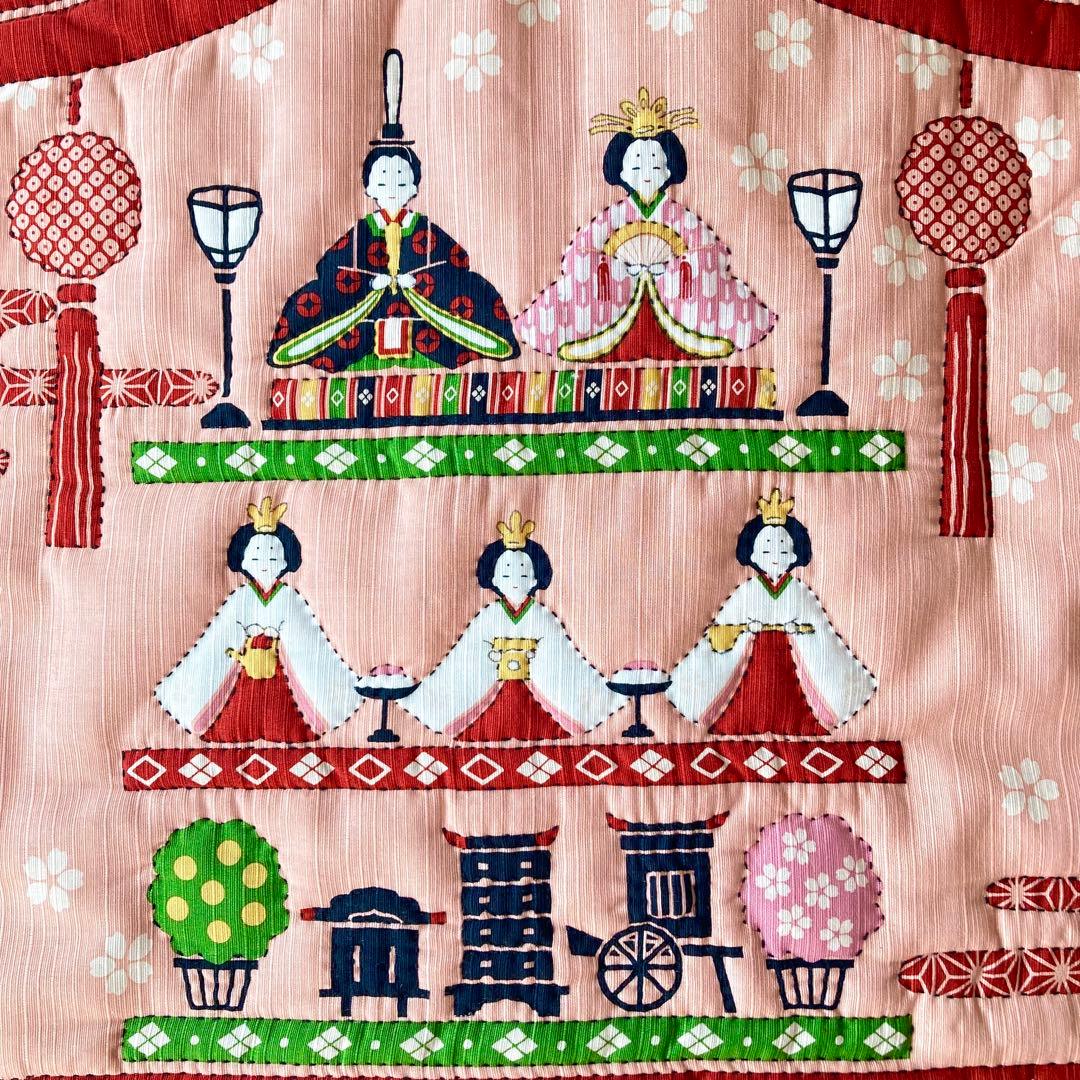 No.300 お雛様　手縫いキルトタペストリー　ハンドメイド