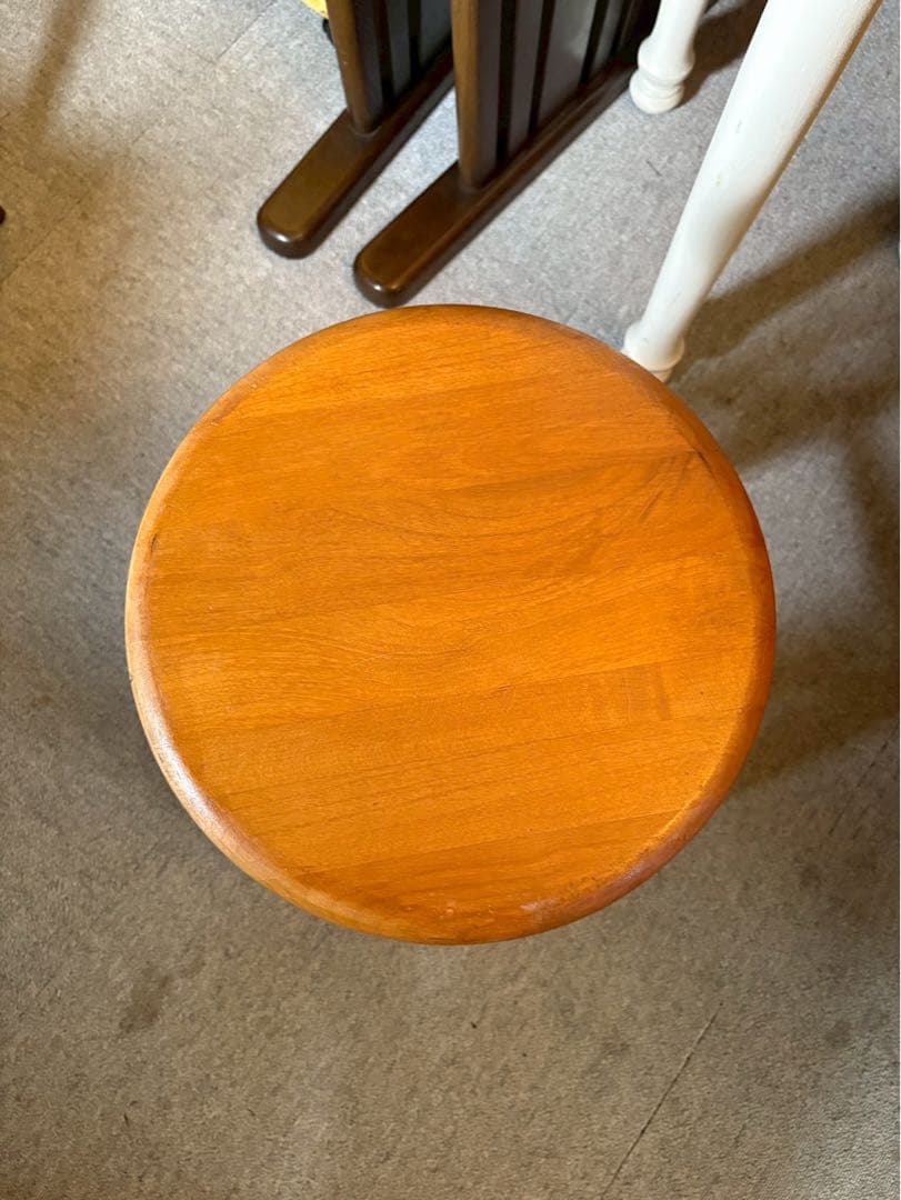 アメリカ製 ヴィンテージ 無垢メープル ラウンドスツール 花台 木製 椅子