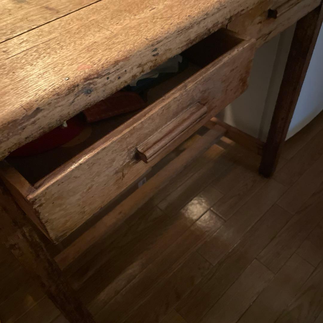 古道具　引き出し付テーブル　デスク　作業机
