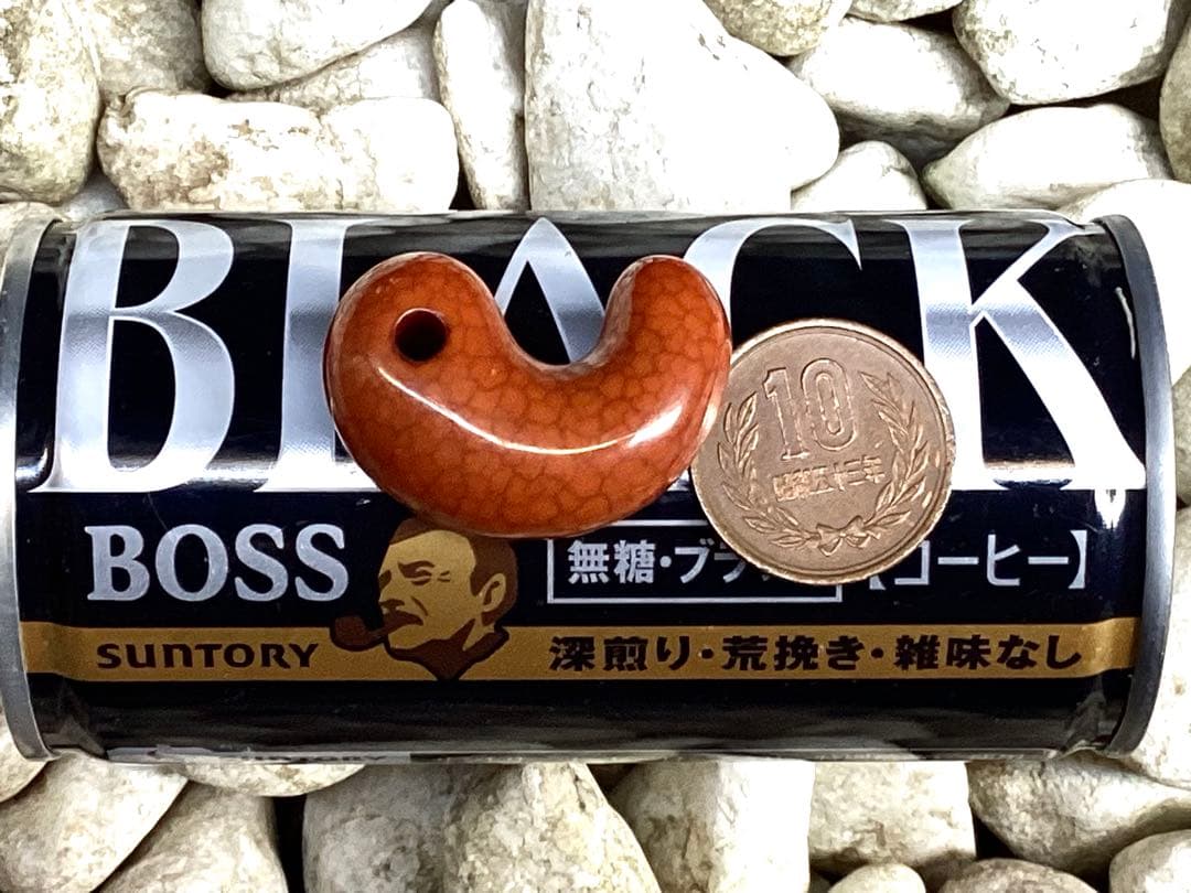 レア‼️30年前の台湾*上肯製【龍紋天珠勾玉】　本物ジャスパー鑑定機関鑑別書取得品