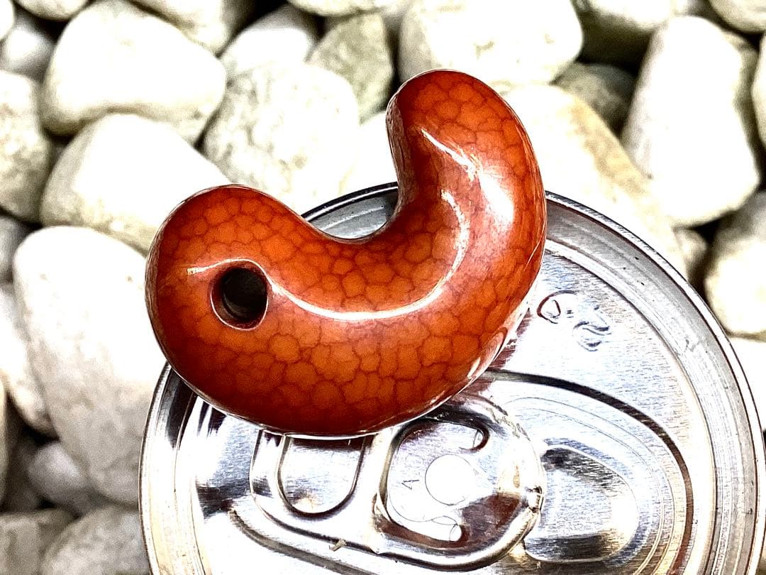 レア‼️30年前の台湾*上肯製【龍紋天珠勾玉】　本物ジャスパー鑑定機関鑑別書取得品