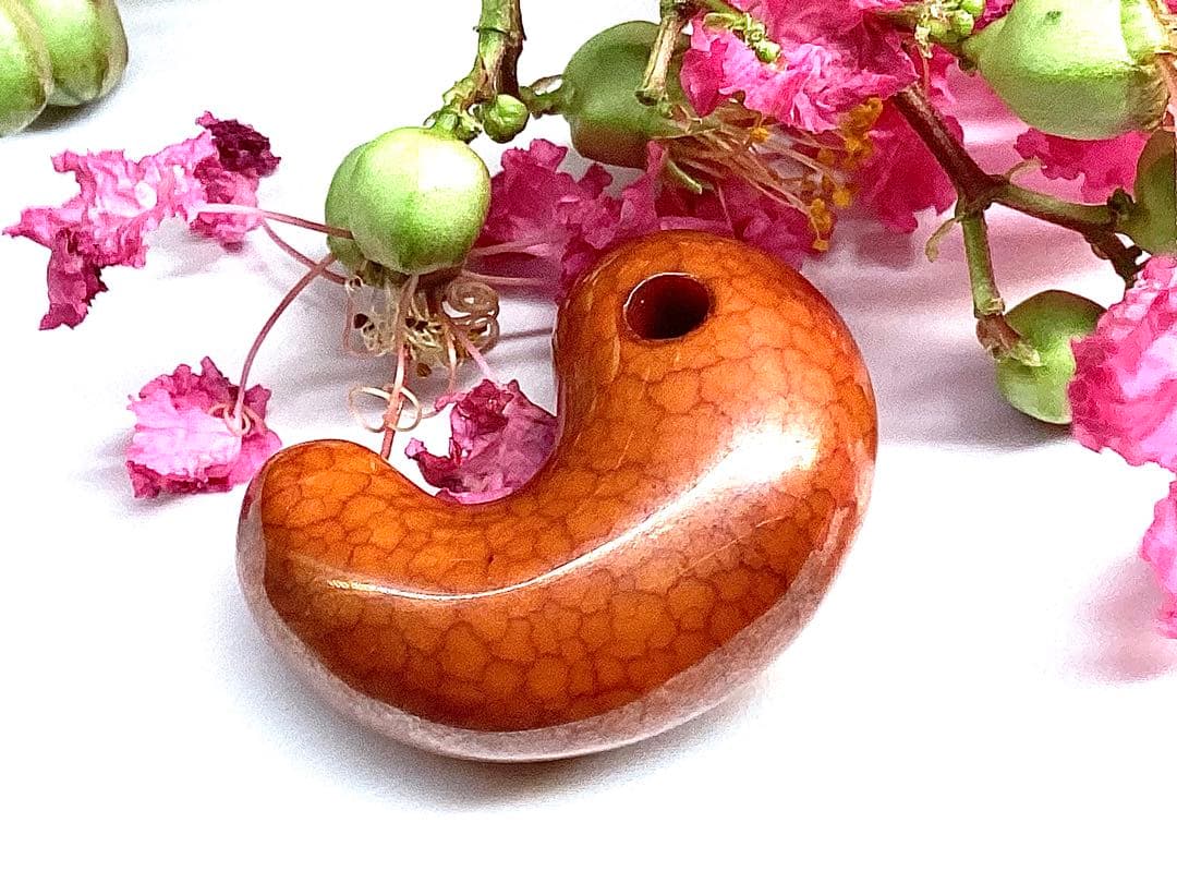 レア‼️30年前の台湾*上肯製【龍紋天珠勾玉】　本物ジャスパー鑑定機関鑑別書取得品