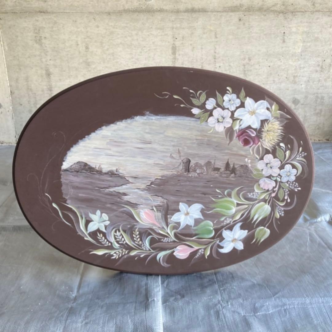 サイドテーブル マガジンラック 飾り台 花台 トールペイント 花柄 木製 レトロ