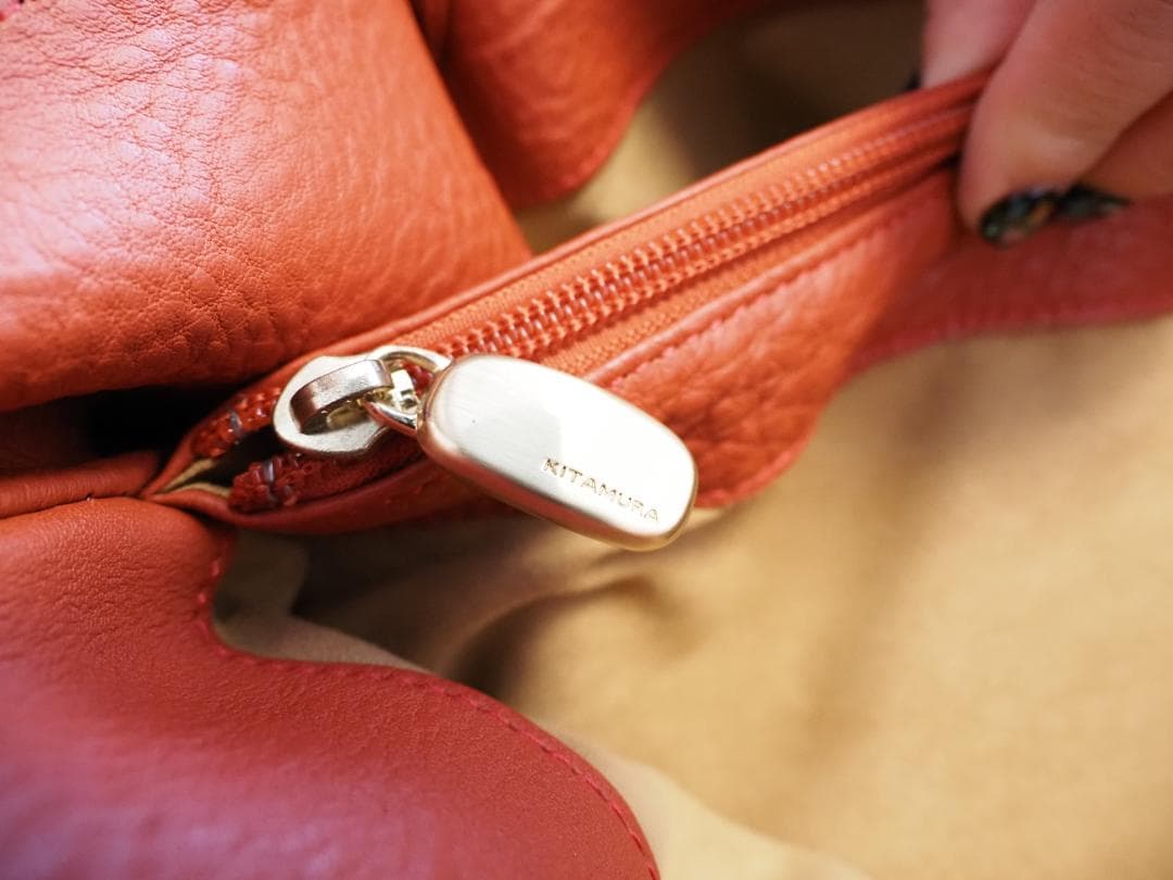 Kitamura／キタムラ トートバッグ／本革ハンドバッグ Y-0532レッド