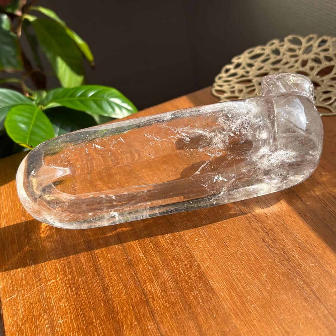 天然石 ブラジル産水晶 招き猫の小物入れ