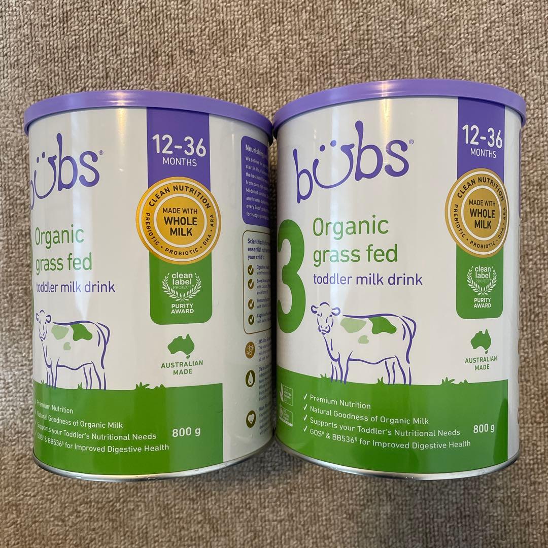 bubs Organic grass fed 3 800g 2缶セット