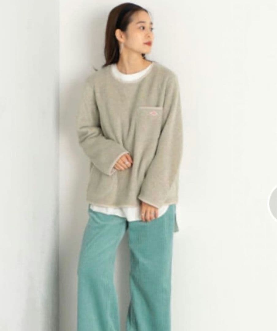 美品　DANTON フリースプルオーバー　ベージュ36