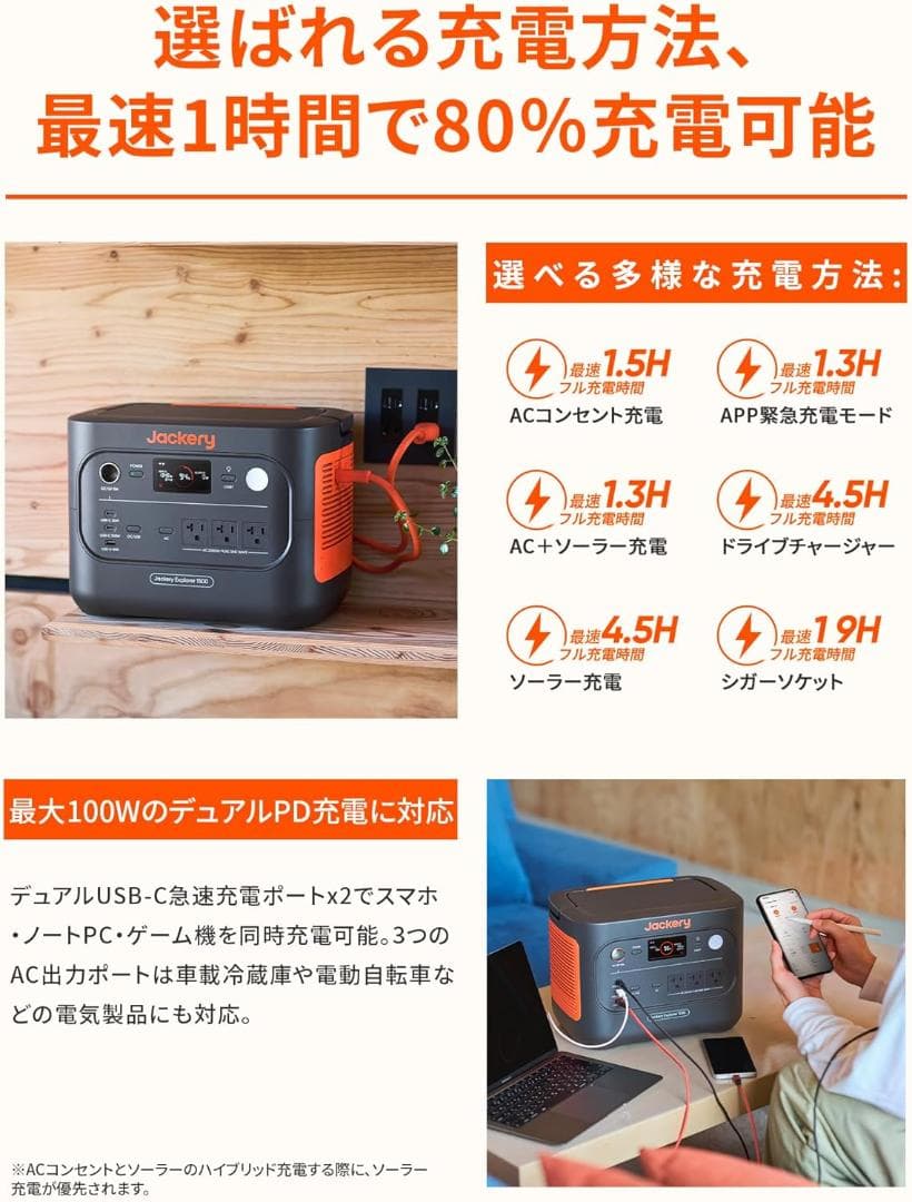 Jackery (ジャクリ) ポータブル電源 1500 New 1536Wh