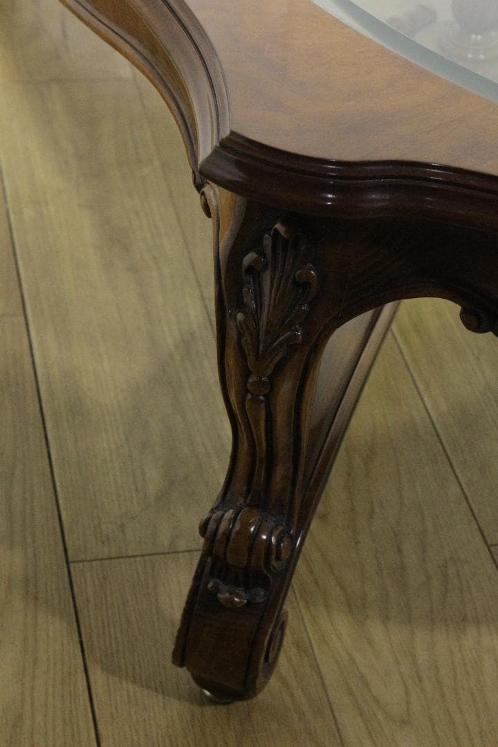 KARGES FUNITURE★木製センターテーブル★ガラス天板★ネコ脚★