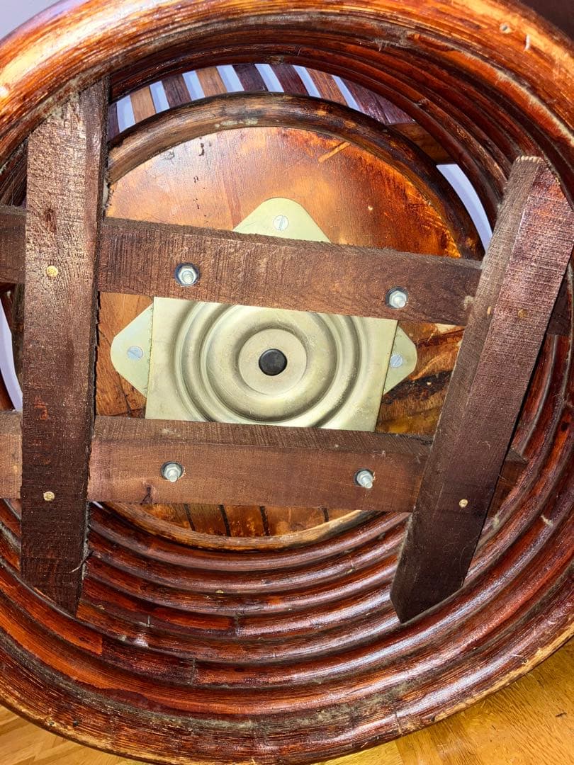 えみ KEIHO ラタン 籐 回転 チェア 昭和レトロ アンティーク