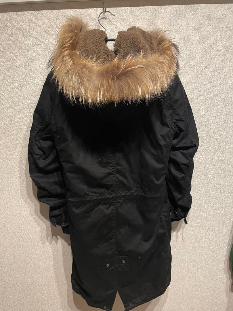 アメリカンラグシー　ファー付きブラックモッズコート