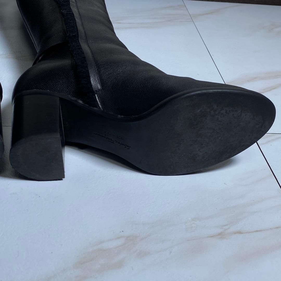 現行♡サルヴァトーレフェラガモ シボ革 ボア ムートンロングブーツ ガンチーニ