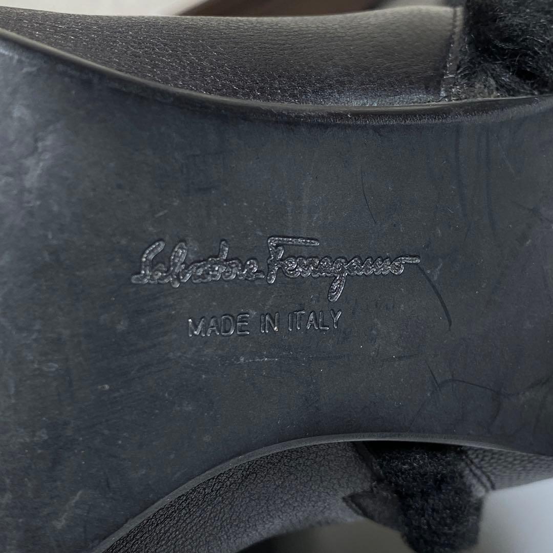 現行♡サルヴァトーレフェラガモ シボ革 ボア ムートンロングブーツ ガンチーニ