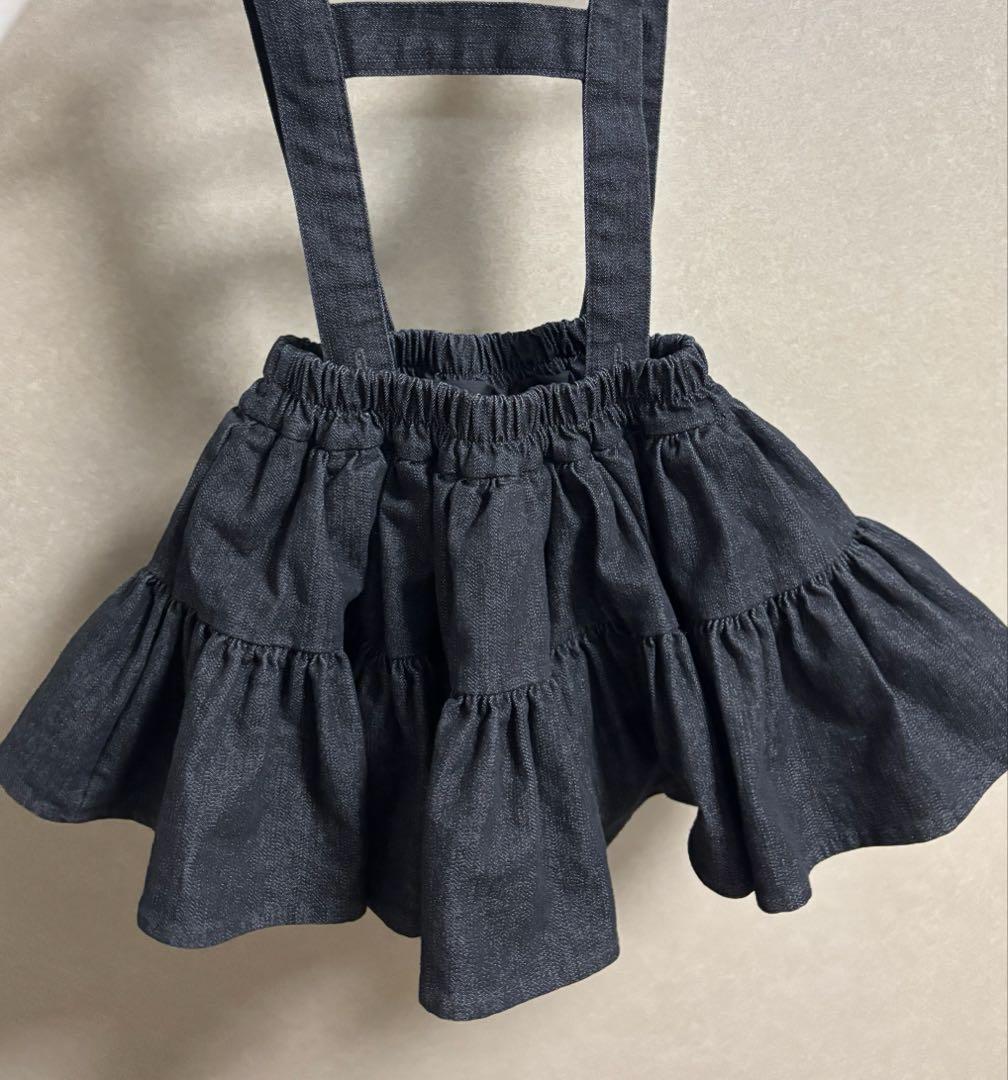 まい wonny ribbon ブラックデニム　スカート　Sサイズ