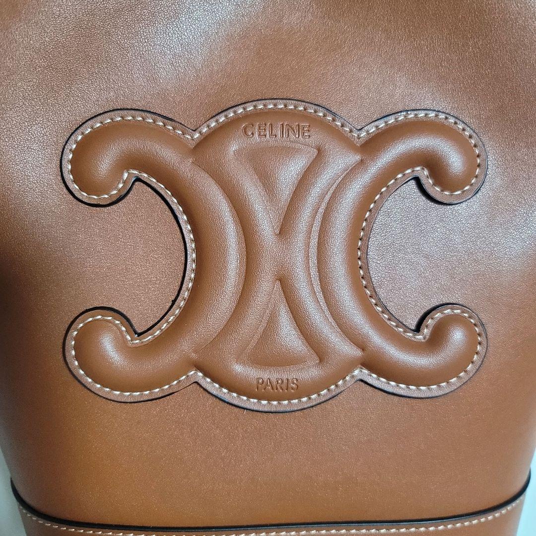CELINE・ブラウンレザー・バケツ型・ショルダーバッグ