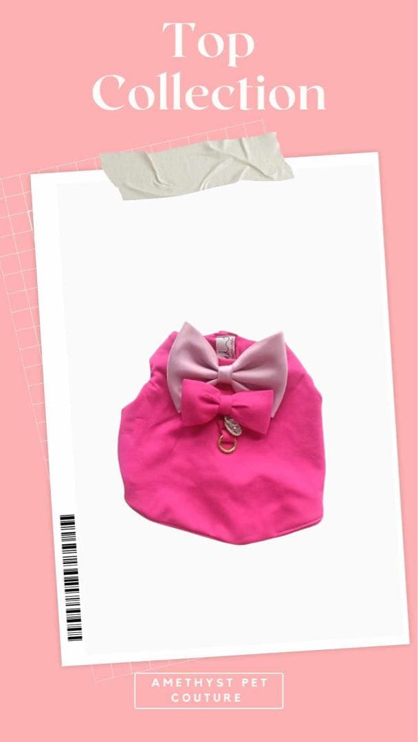 Amethyst Pet Coutureピンクフリルドレス・リボン付き