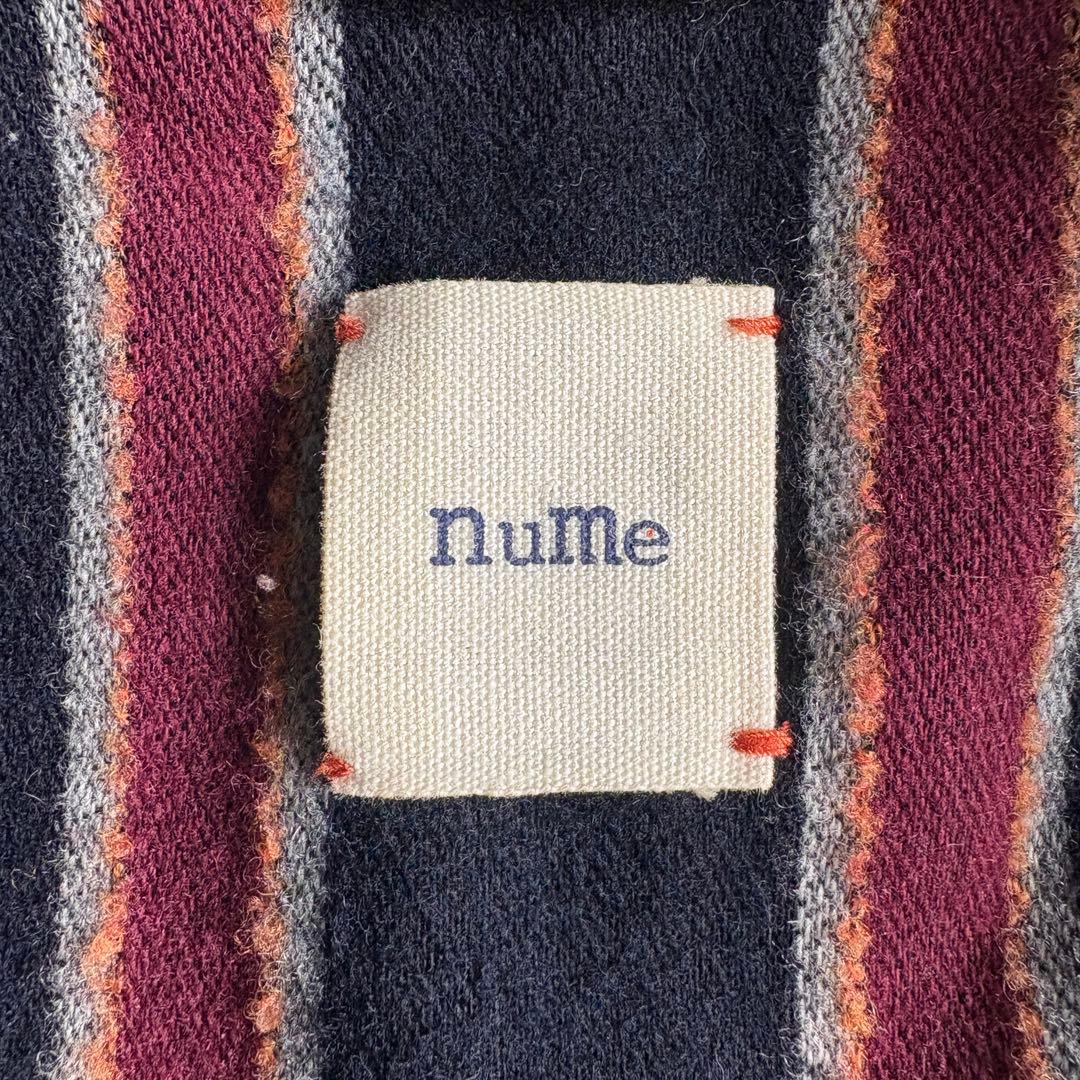 nume ダブルコート ネイビー 2 襟リブ パイピング 上品 ミドル丈