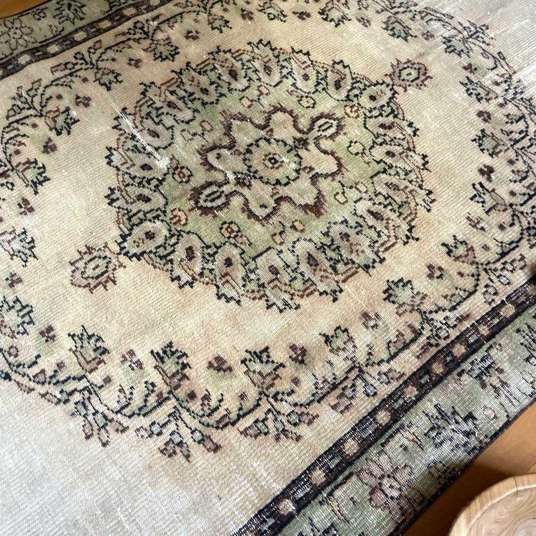 超大判144×269メダリオン　ベージュブラウン　トルコヴィンテージラグ