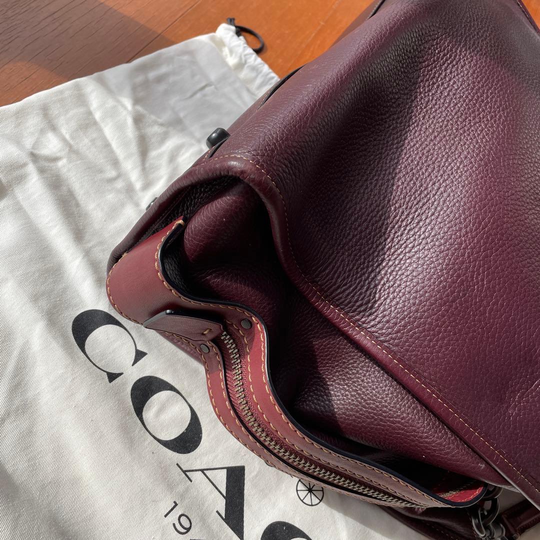 COACH バーガンディ レザー ハンドバッグ