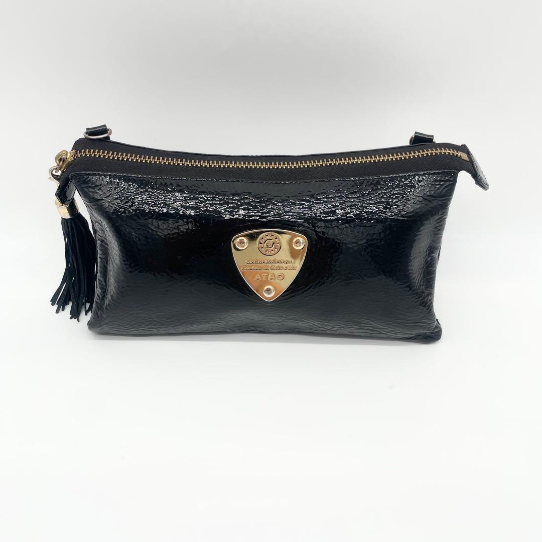 ATAO アタオ　ブーブー　ショルダーバッグ　エナメル　タッセル　ブラック