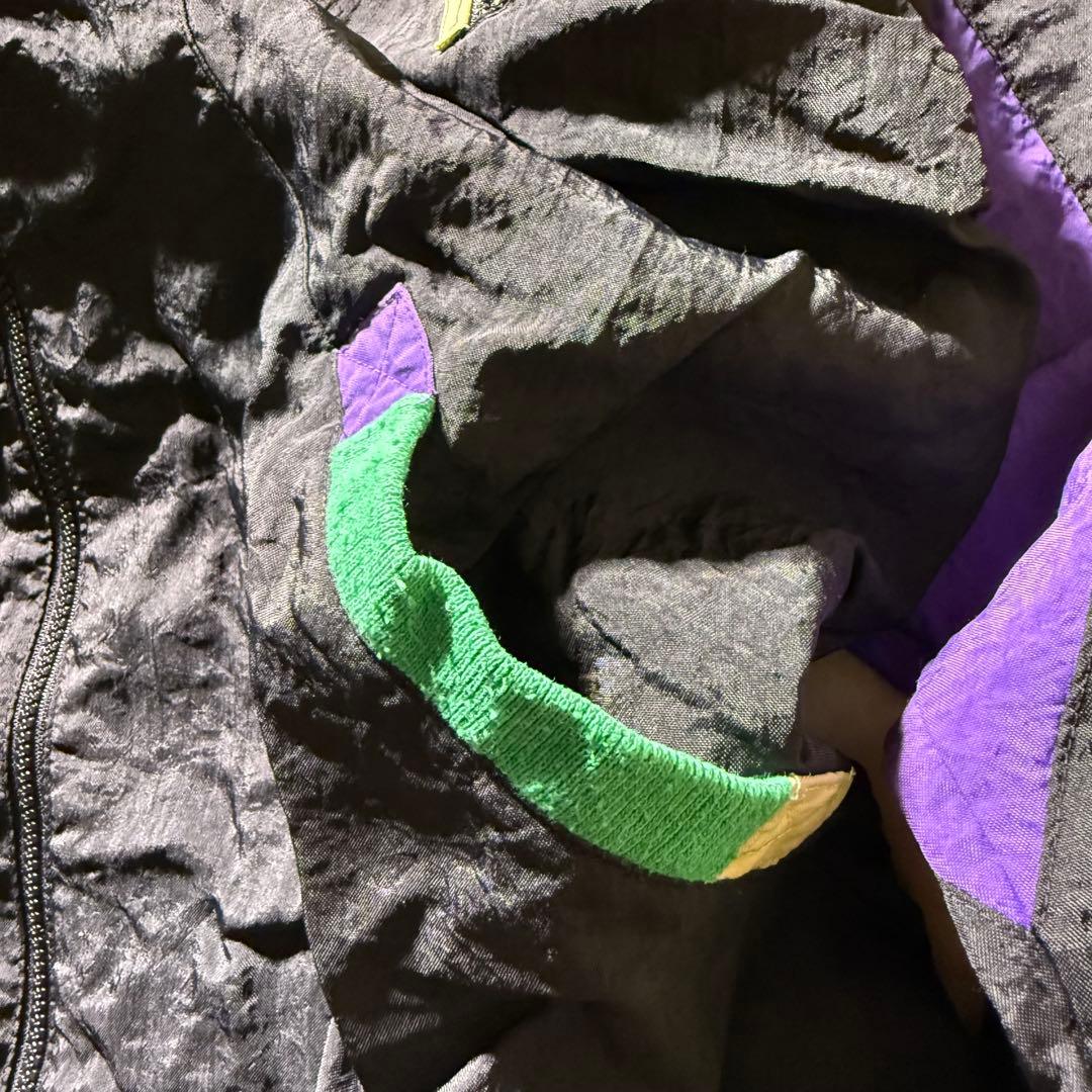 90s adidasナイロンジャケットL万国旗銀タグ CBOYクレイジーパターン