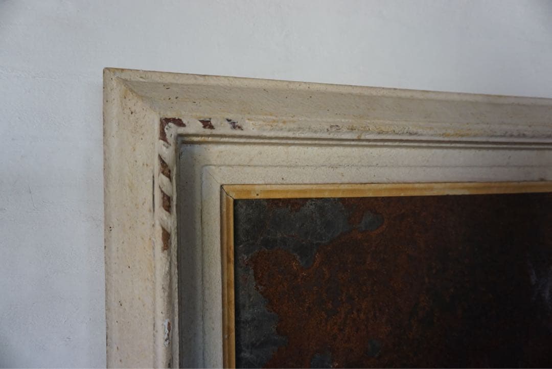 大きなアンティークフレームのブリキサインボード　看板　店舗什器　額縁　古道具