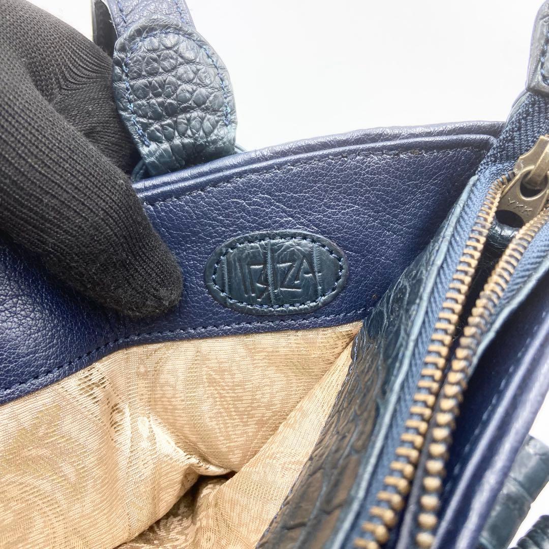 極美品　IBIZA イビサ　2way クロコダイル　マット　レザ　ネイビー