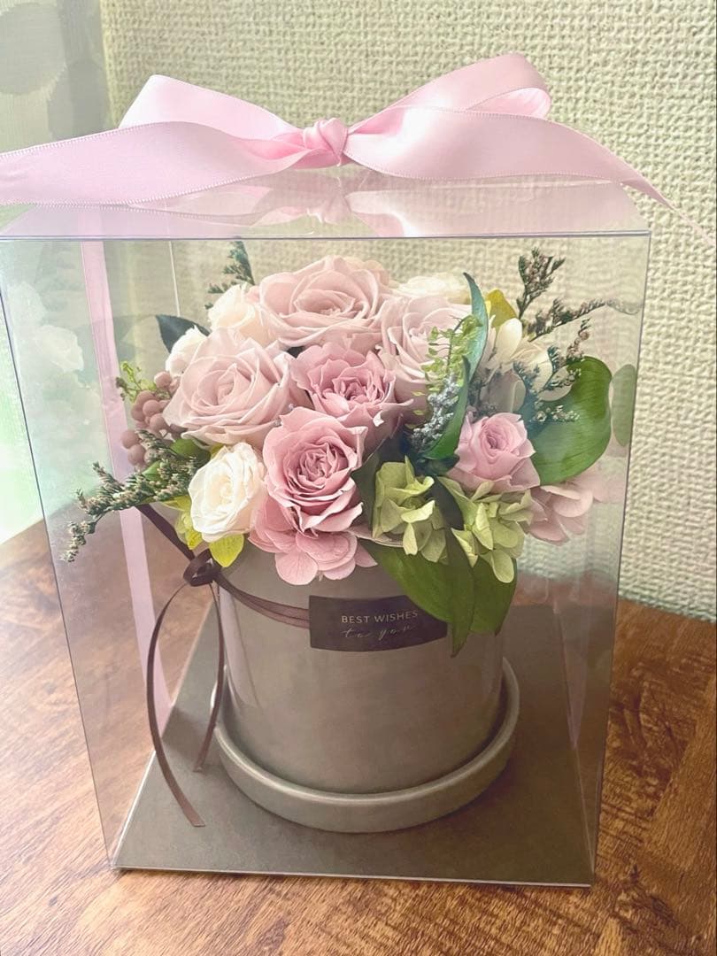 ＊*..くすみピンクのナチュラルアレンジ＊°.プリザーブドフラワー　お花の贈り物