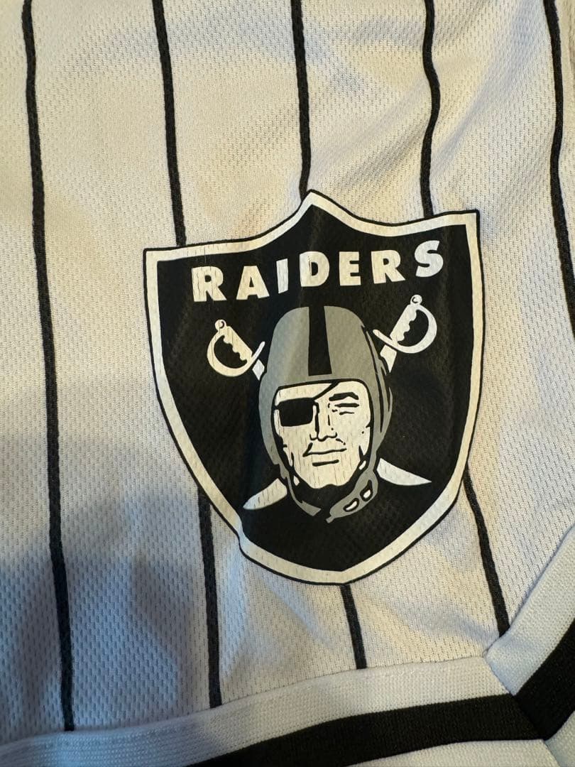 NFL RAIDERS白黒ストライプジャージショーツL