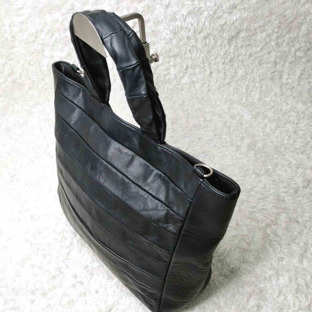 【希少】カワカワ　オールレザー　ブラック　ハンドバッグ　トートバッグ