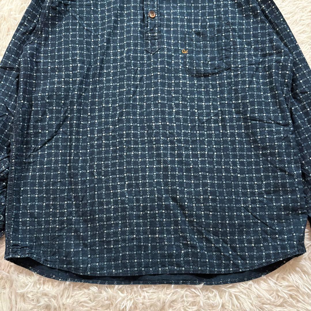 美品✨45R 格子柄　藍染め　シャツ　インディゴ　ドット　現行　45rpm
