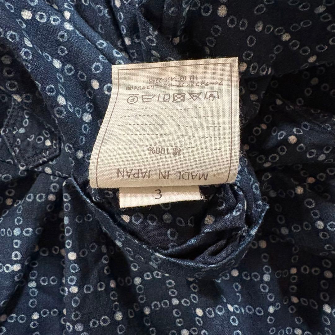 美品✨45R 格子柄　藍染め　シャツ　インディゴ　ドット　現行　45rpm