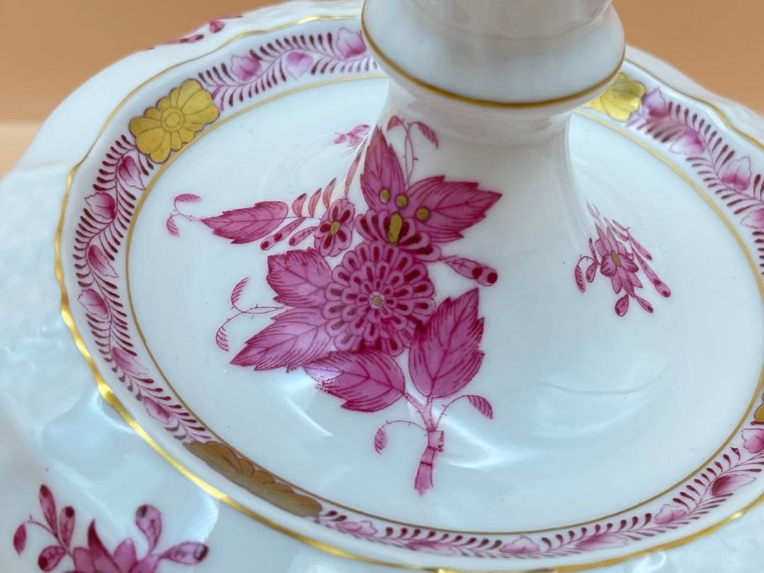 ヘレンドアポニーピンクのキャンドルホルダー