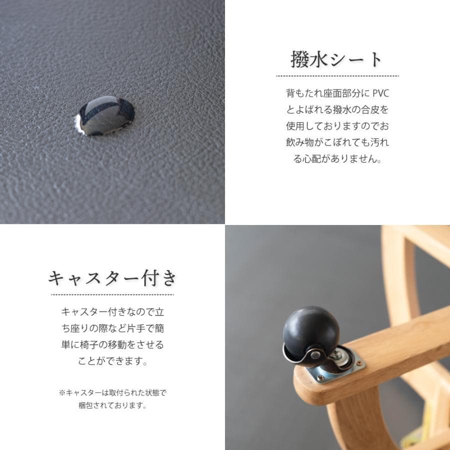 GLI DC PV　1脚　回転式ダイニングチェア　肘付アーム　ホワイト　キャスタ