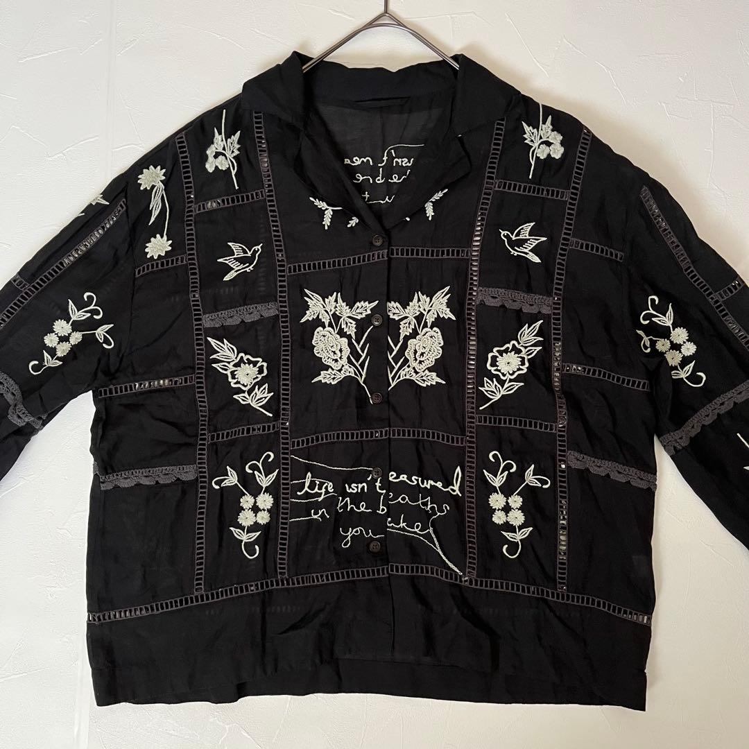 【meime様】Embroidery Patchwork Shirts