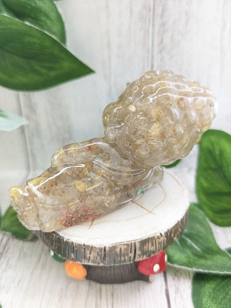 【琥珀】エンジェルオーラクォーツのきつねさん形オルゴナイト☆他３点