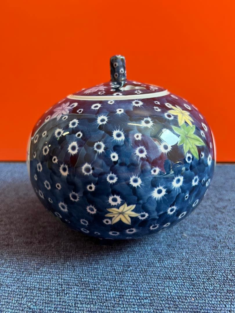 1066 有田焼　色絵花鳥　香炉　未使用