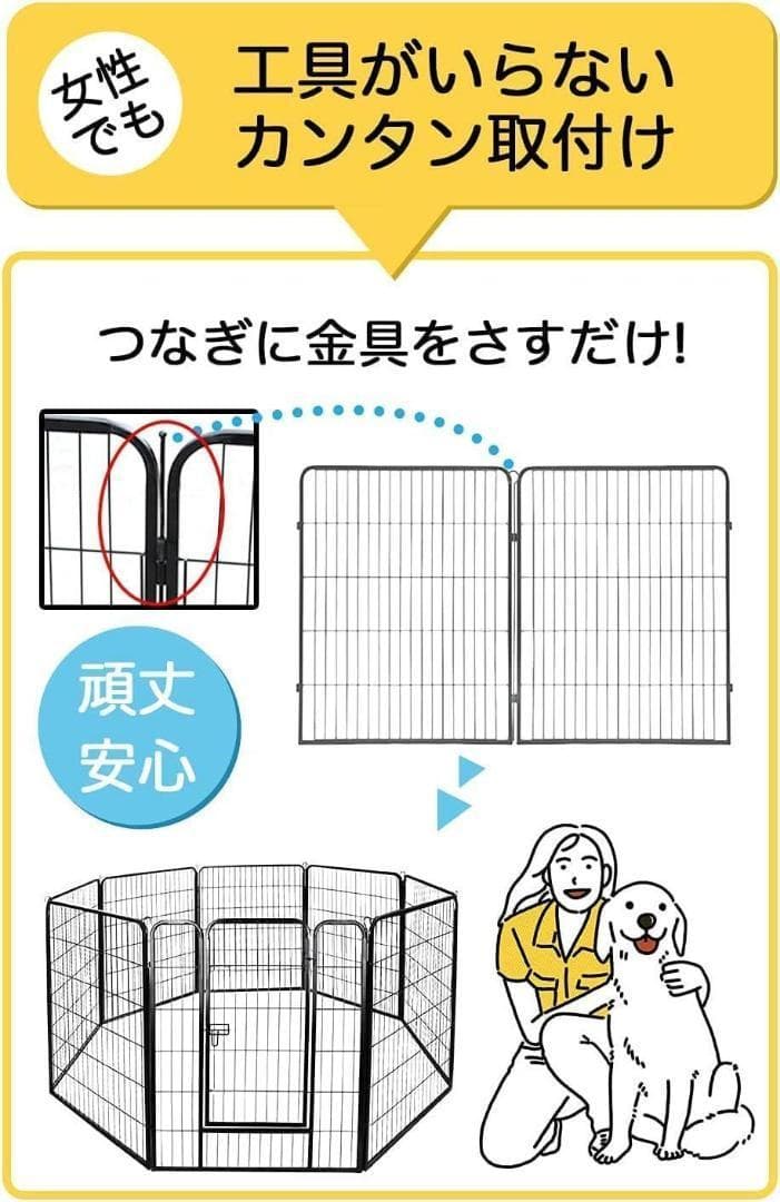 【訳あり商品】ペットフェンス サークル ゲージ(80×80cm)グローブ付
