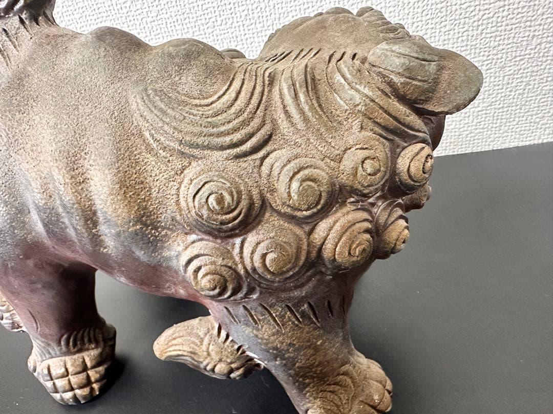 備前焼 唐獅子 置物 木南知加選 在刻銘 時代物 古美術 骨董品 縁起物 極上品