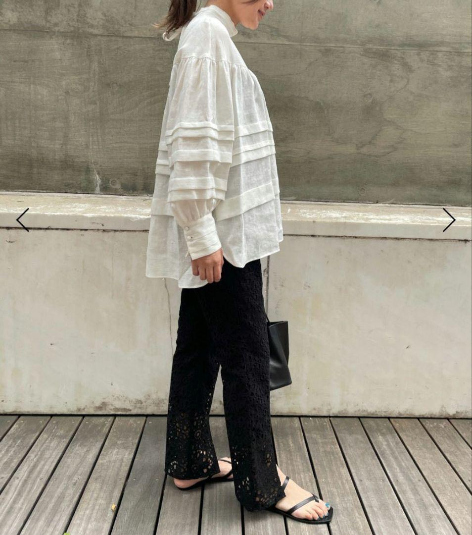 VERMEIL par iena リネン100ランダムタックフェミニンブラウス