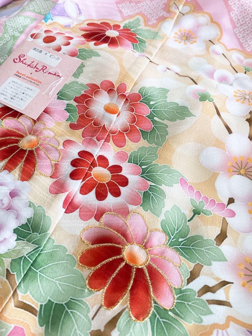 新品即納♥式部浪漫　四つ身着物単品　源氏香に束熨斗　桃色