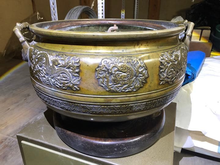 火鉢 ひばち 五徳付き 骨董 アンティーク 大正時代か昭和初期の物です