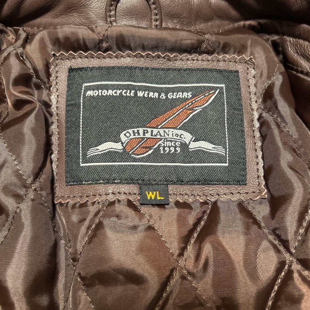 OHPLAN レザーライダースジャケット L 牛革 シングル キルティング中綿