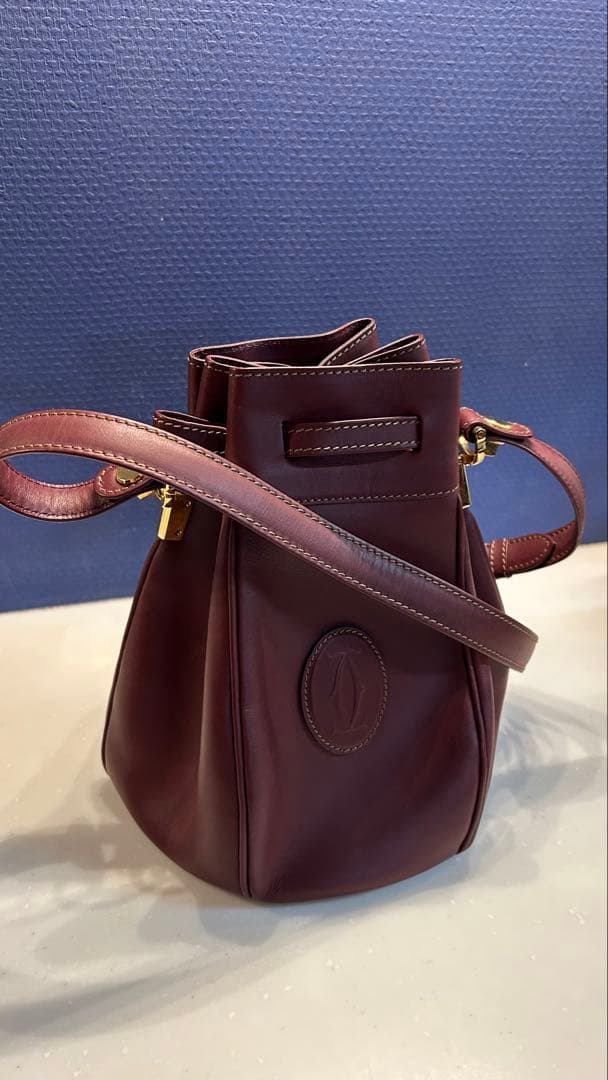 ［超美品］CARTIER マストライン 巾着 ショルダーバッグ