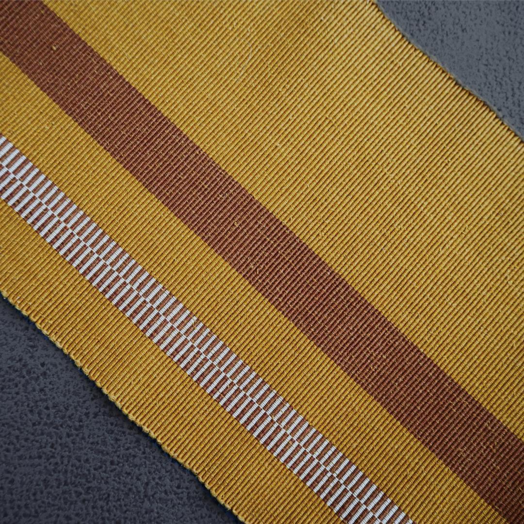 【特別最終SALE 】本場黄八丈 正絹 半幅帯♪ 草木染め 縞 黄金色 茶色 縞