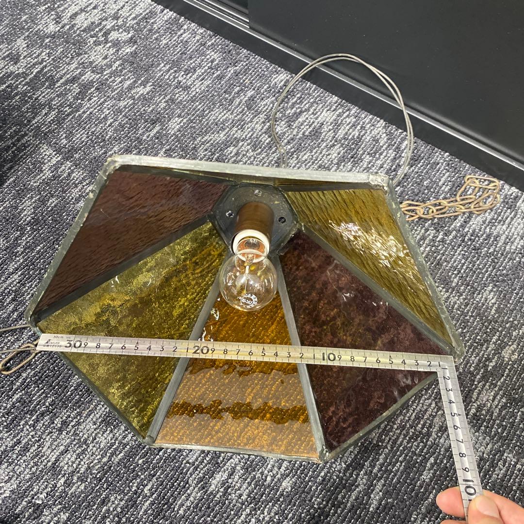 昭和レトロ　ステンドグラス　ペンダントライト　色ガラス　レトロ　ヴィンテージ