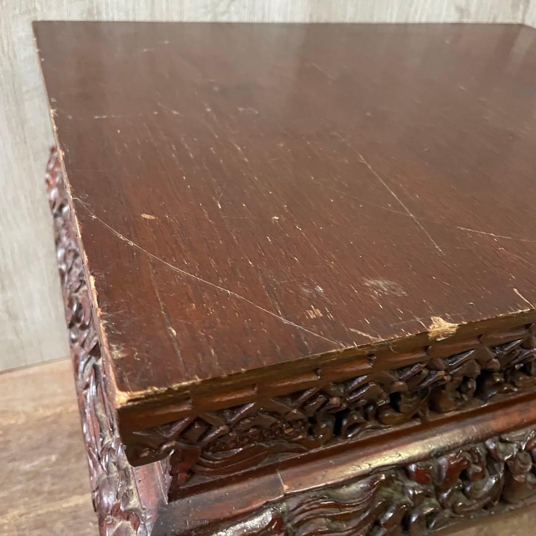 ①木製彫刻座卓 木彫サイドテーブル アジアン家具 アンティーク家具 ヴィンテージ