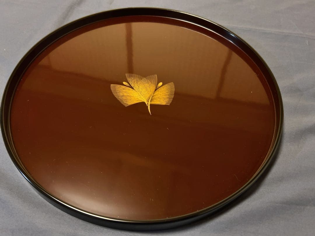 輪島塗 塩安漆器工房 丸盆 寿松沈金 大小セット