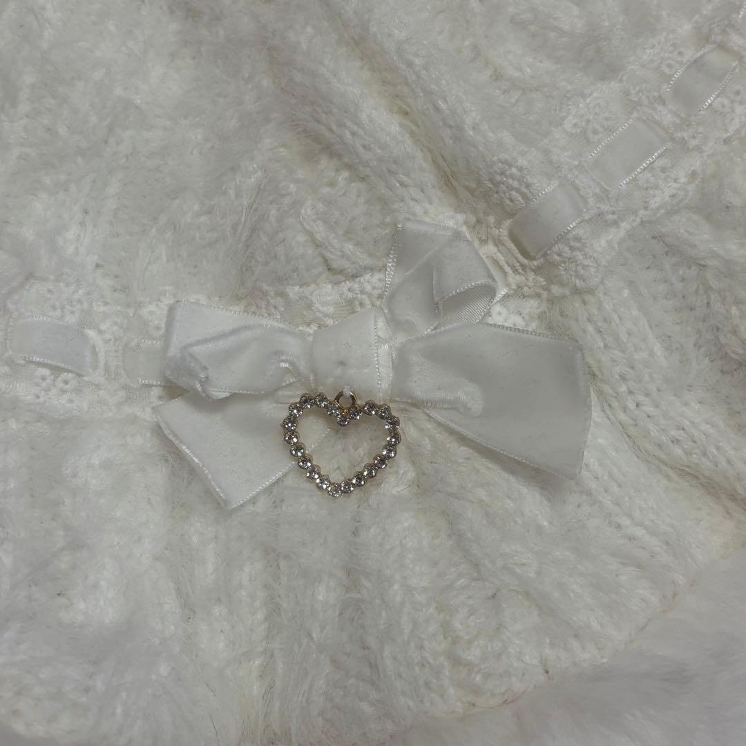 LIZLISA リズリサ　ポンチョ　白　ファー　リボン