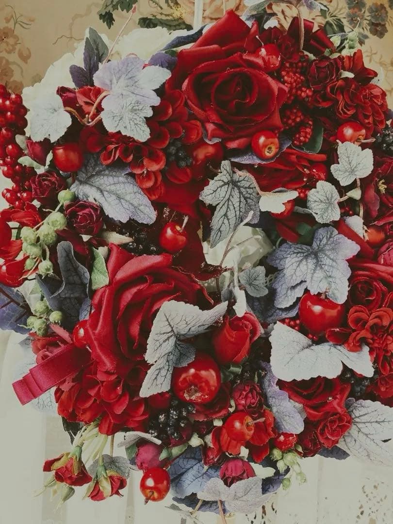 ロココポインセチアローズアーティフィシャル flowerリース豪華なデザイン